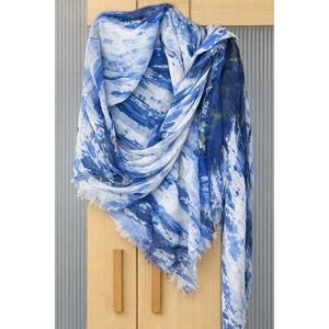 Simply Vera Vera Wang  Watercolor Gauze Scarf Lightweight. Blue 95" Beach Resort
